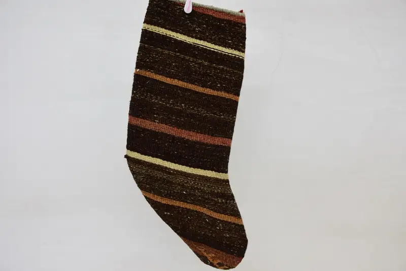 Festive Christmas Ornaments Pattern, Brown & Orange 15.7 Inch Stocking