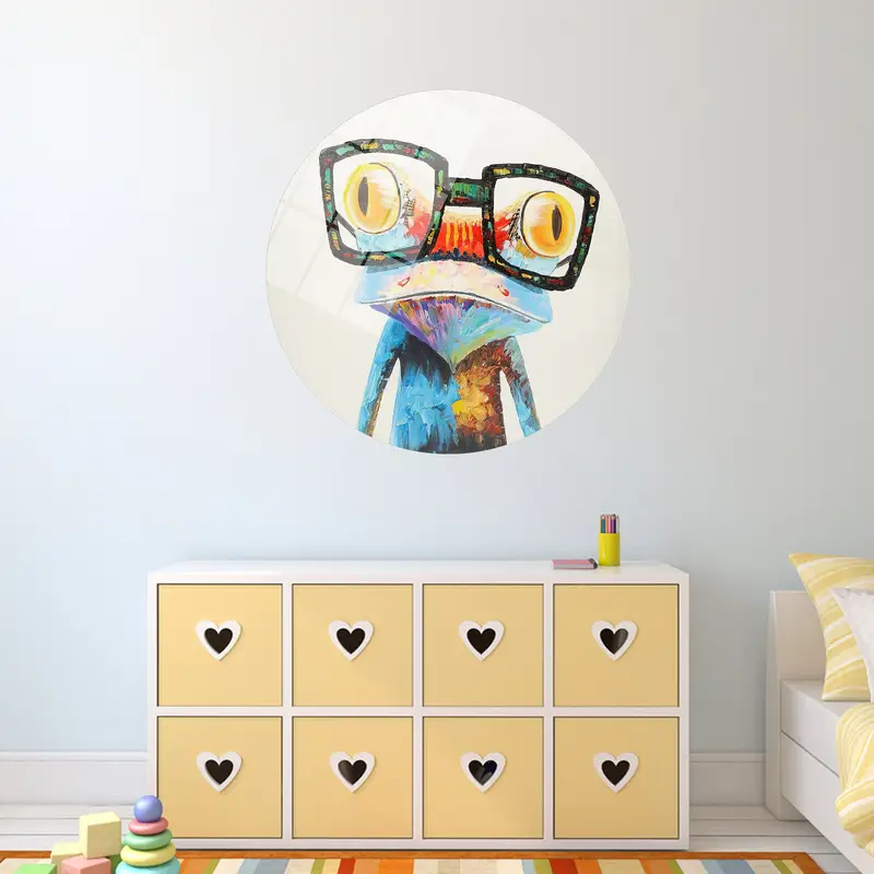 メガネをかけたモダンなカラフルなカエル楽しい動物プリントキャンバス