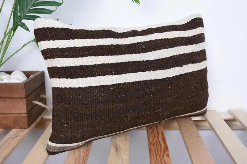 Sofa Bolster Pillow Cover, Pillow for Sofa, Kilim Pillow, Ethnical Kilim Rug Pillow, Pillow Sham, 12x20 White Cushion Case - 4