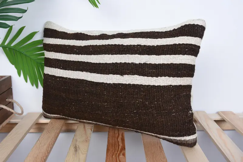Sofa Bolster Pillow Cover, Pillow for Sofa, Kilim Pillow, Ethnical Kilim Rug Pillow, Pillow Sham, 12x20 White Cushion Case - 5
