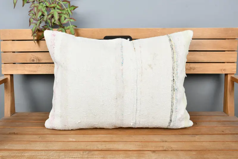 Ethnical Kilim Rug Pillow, Turkish Kilim Pillow, Vintage Cushion Case, 20x28 White Pillow Case, Turkish Pillow, Pillow, Lounge Throw Pillow - 6