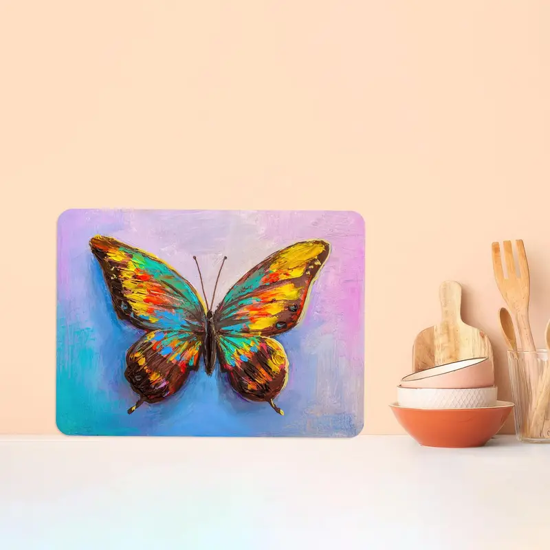 Butterfly Glass Cutting Board, Modern, Colorful, Kitchen Essential