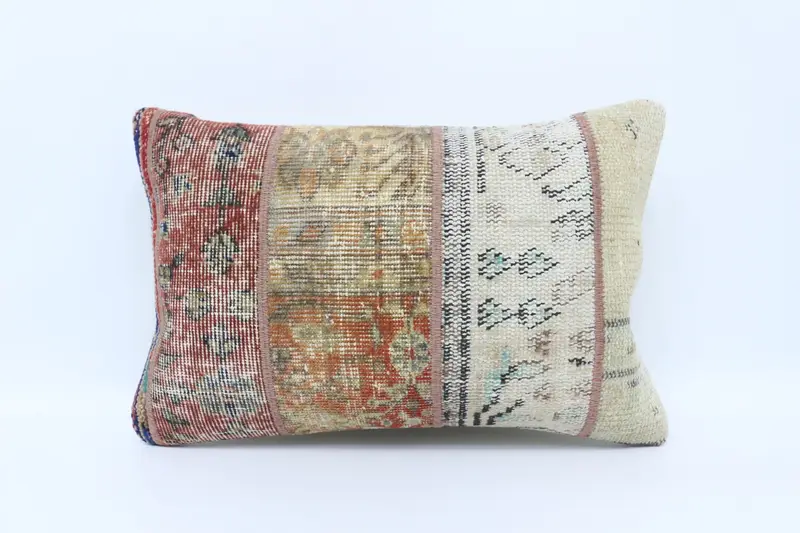 Antique Pillows, Armchair Pillow Case, Kilim Cushion Sham, Oriental Cushion, Cushion Case, Vintage Kilim Throw Pillow, 16x24 Red Cushion Case - 1