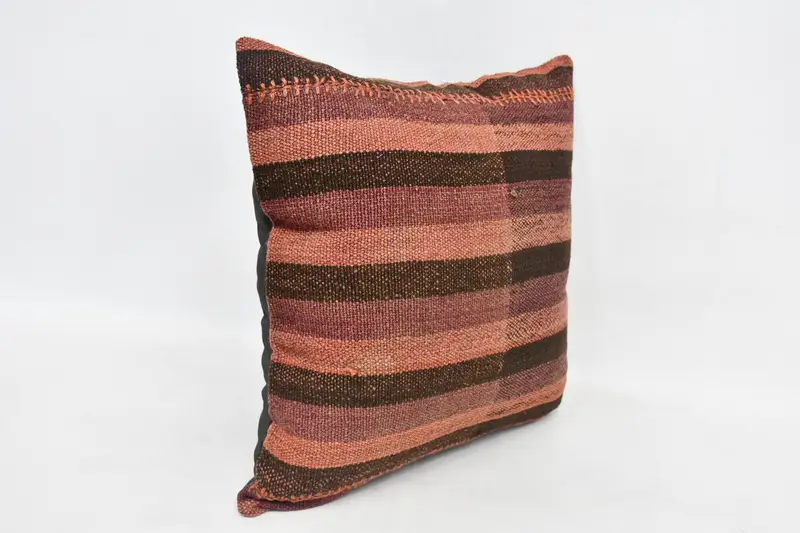 Handmade Rug Seat Pillow, Turkish Pillow, Toss Pillow Case, Cotton Pillow, Pillow, 20x20 Brown Cushion Cover, Kilim Cushion Sham, Pillow for Sofa - 3