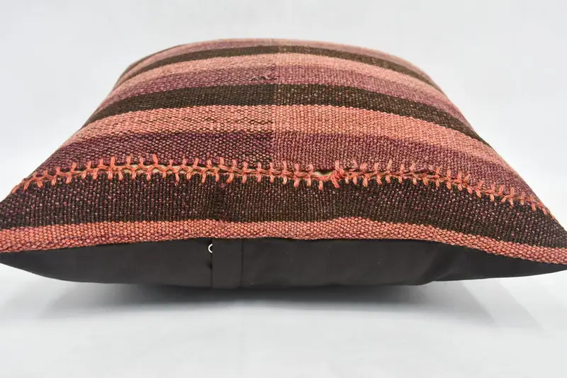 Handmade Rug Seat Pillow, Turkish Pillow, Toss Pillow Case, Cotton Pillow, Pillow, 20x20 Brown Cushion Cover, Kilim Cushion Sham, Pillow for Sofa - 6
