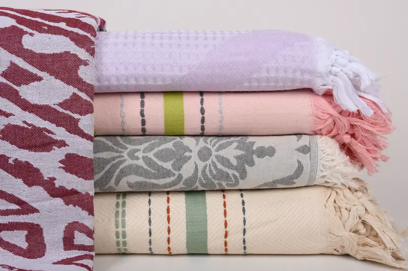 Monogram Beach Blanket, 80x60 Cotton Set of 5 Towel, Woven Throw Blanket, Bachelorette Party Favors, Bachelor Gifts, Custom Wedding Gifts - 1