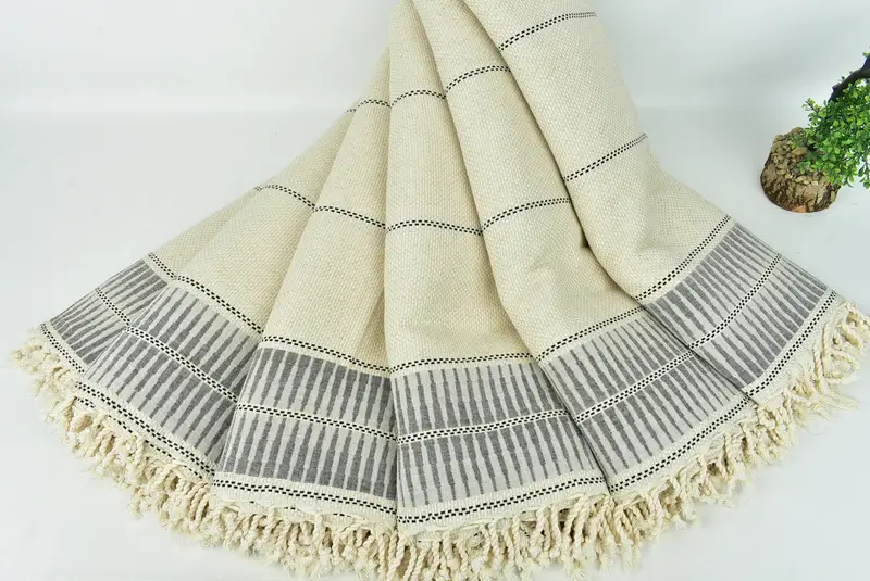 Best Friend Wedding Gift, 104x96 Cotton Striped Towel, Turkish Blanket, Throw Blanket Couch, Monogram Blanket, Personalised Gift, Turkish Bedspread - 4