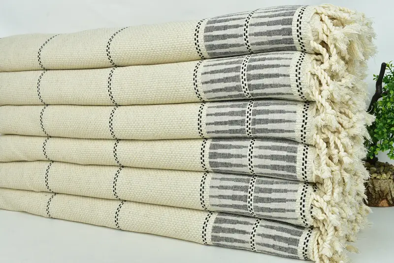Best Friend Wedding Gift, 104x96 Cotton Striped Towel, Turkish Blanket, Throw Blanket Couch, Monogram Blanket, Personalised Gift, Turkish Bedspread - 3