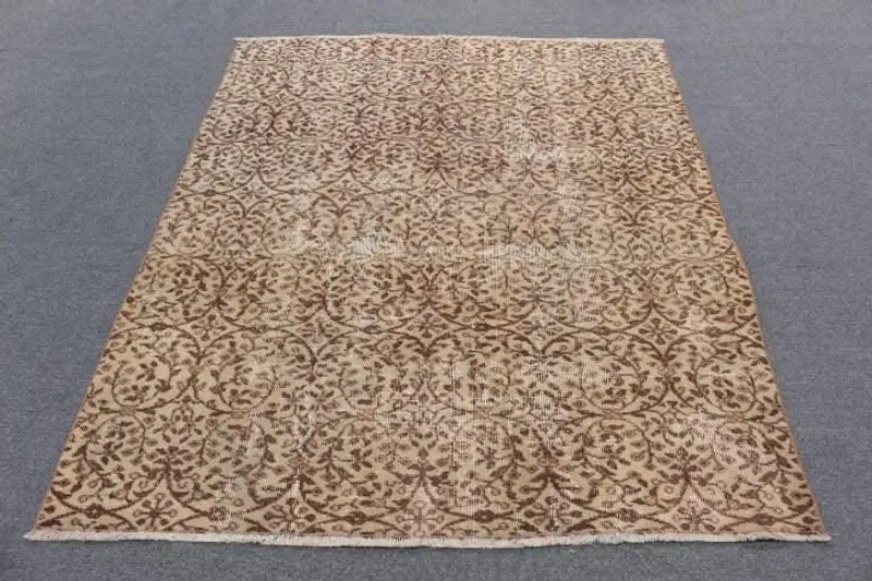 Zarif Bej Ombré Halı, 4,9x5,8 ft Şık Dekor