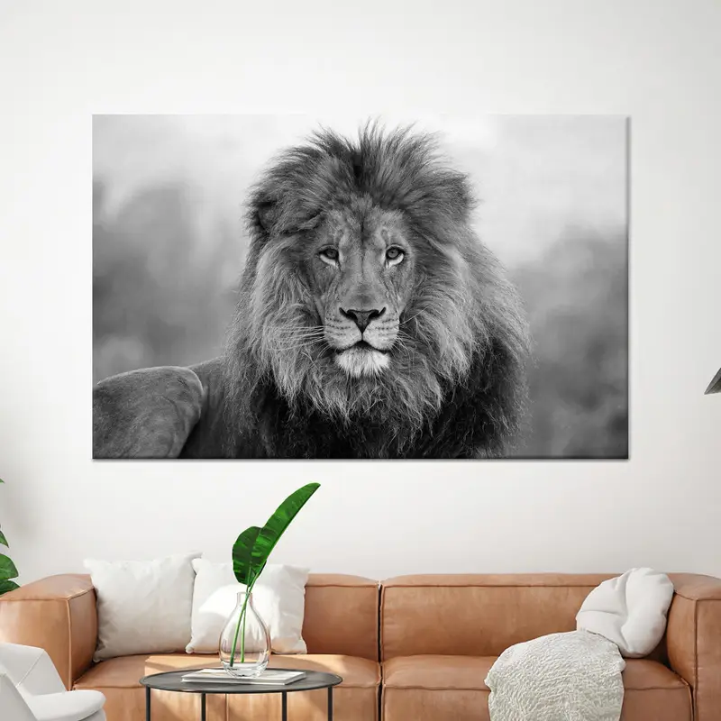 Zarif Vahşi Aslan Kanvası: Loft Dekoru için Yaban Hayatı Sanatı