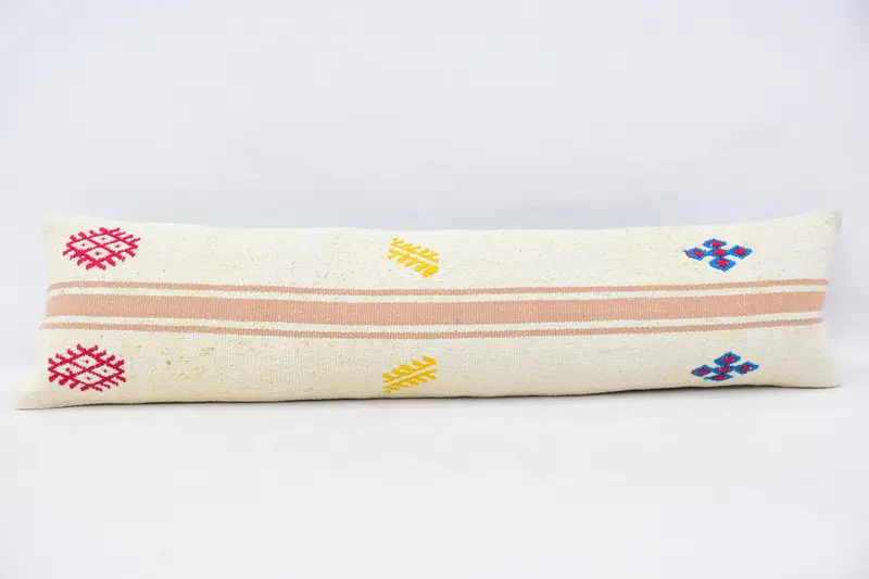 Turkish Moroccan Cushion Cover, Rectangle 30x122 cm White Cushion - 1