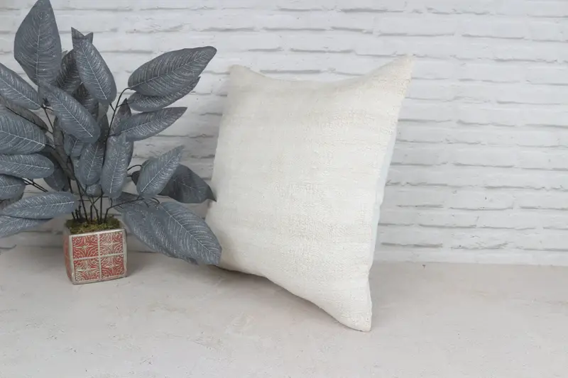 Tribal Cushion, Decorative Throw Cushion, 20x20 White Pillow, Cushion, Interior Designer Pillow, Ethnical Kilim Rug Pillow, Home Decor Pillow - 5