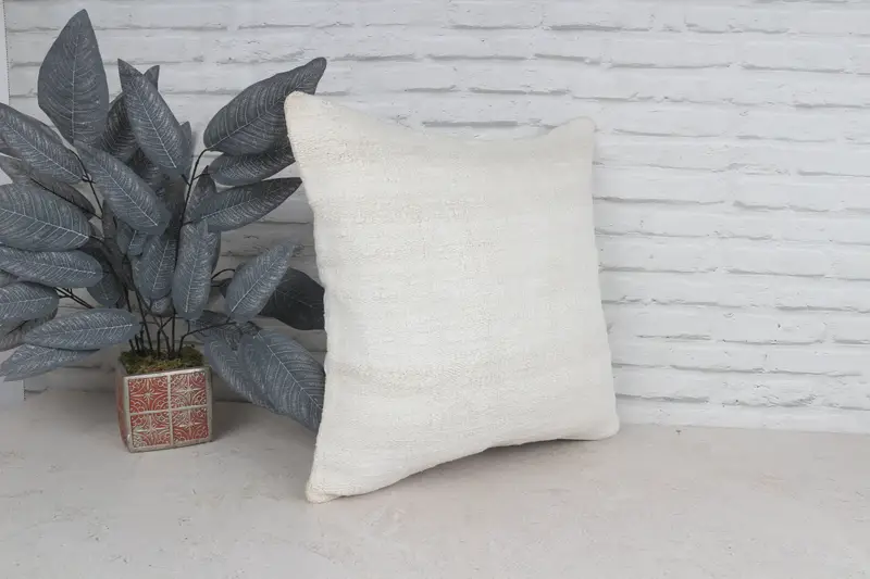 Tribal Cushion, Decorative Throw Cushion, 20x20 White Pillow, Cushion, Interior Designer Pillow, Ethnical Kilim Rug Pillow, Home Decor Pillow - 4