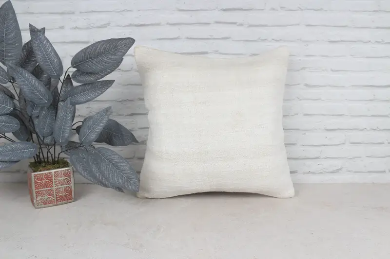 Tribal Cushion, Decorative Throw Cushion, 20x20 White Pillow, Cushion, Interior Designer Pillow, Ethnical Kilim Rug Pillow, Home Decor Pillow - 1
