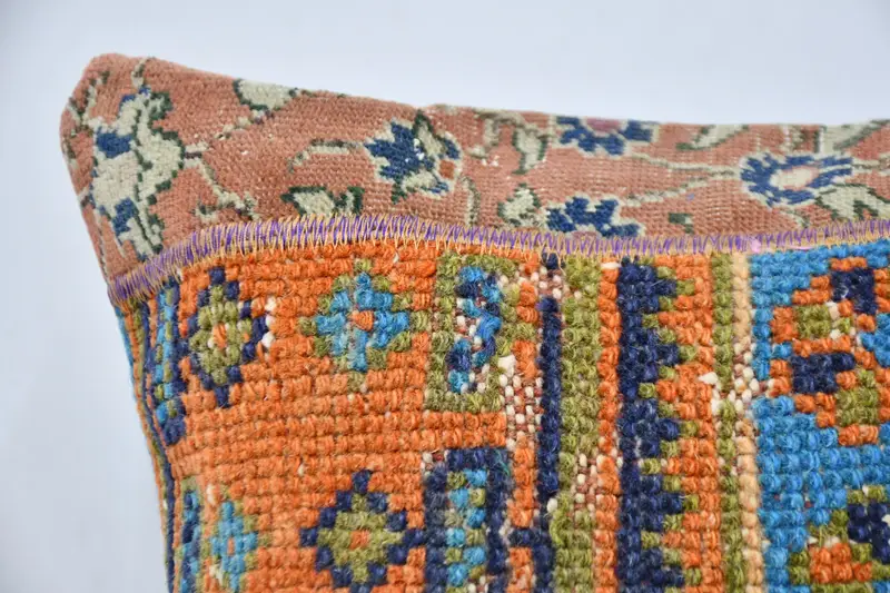 Kilim Pillow Cover, Accent Pillow Sham, Chair Cushion Cover, 20x20 Blue Cushion Cover, Ethnical Kilim Rug Pillow, Pillow Case, Home Decor Pillow - 2