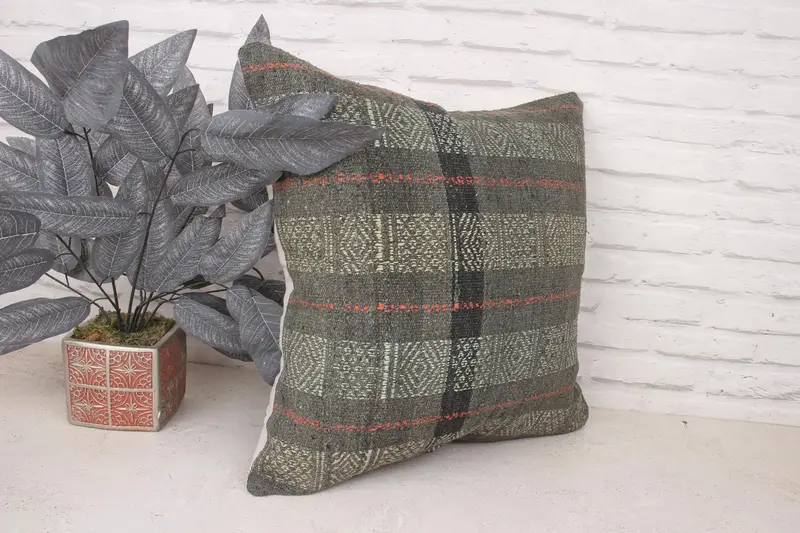 Gift Pillow, Cotton Cushion, Living Room Throw Pillow Case, 20x20 Beige Cushion, Cushion, Vintage Kilim Pillow, Kilim Pillow Cover - 3