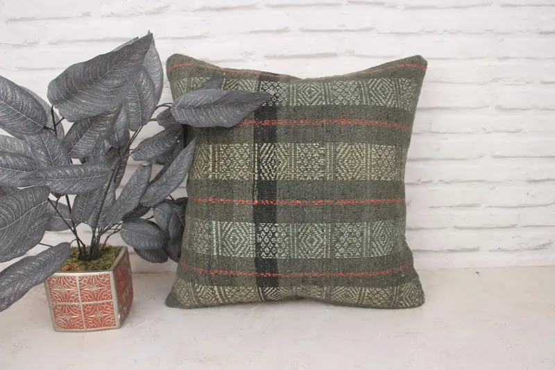 Gift Pillow, Cotton Cushion, Living Room Throw Pillow Case, 20x20 Beige Cushion, Cushion, Vintage Kilim Pillow, Kilim Pillow Cover - 1
