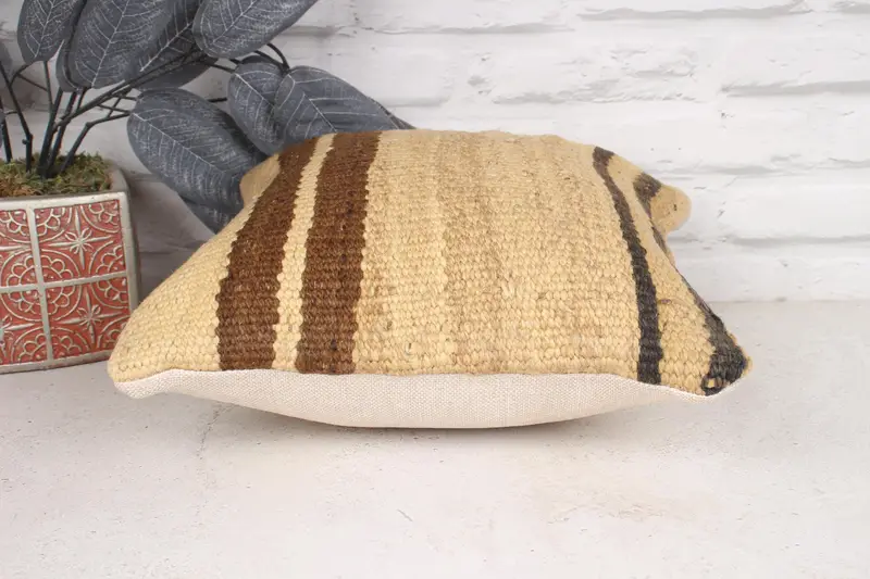 Turkish Kilim Pillow, 12x12 Beige Cushion Cover, Vintage Cushion, Cushion Case, Throw Kilim Pillow, Outdoor Bolster Pillow Cover, Gift Pillow - 5