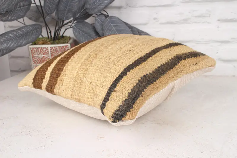 Turkish Kilim Pillow, 12x12 Beige Cushion Cover, Vintage Cushion, Cushion Case, Throw Kilim Pillow, Outdoor Bolster Pillow Cover, Gift Pillow - 6