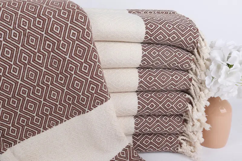 Personalisiertes Hochzeitsgeschenk, türkisches Baumwollhandtuch, braun, beige, 38 x 67 Zoll