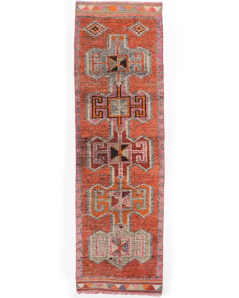 Turuncu ve Gri Halı, 3x9,9 ft Zarif Zemin Çözümü