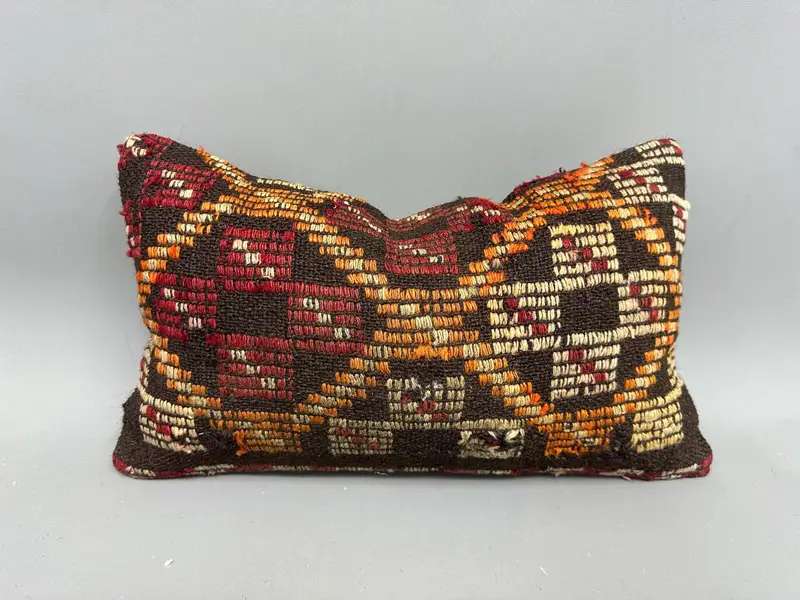 Turkish Bench Cushion Cover, Pastel Pillow Sham, Boho Pillow, Throw Kilim Pillow, Home Decor Pillow, Pillow, 12x20 Red Pillow Case - 1