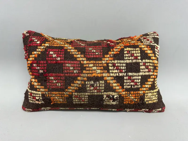 Turkish Bench Cushion Cover, Pastel Pillow Sham, Boho Pillow, Throw Kilim Pillow, Home Decor Pillow, Pillow, 12x20 Red Pillow Case - 4