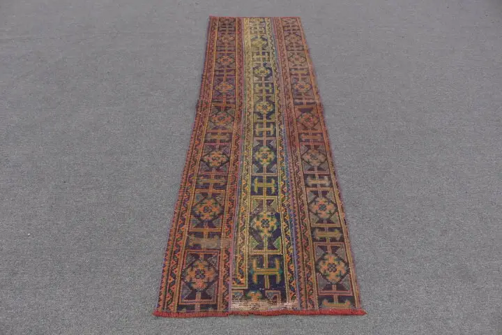ターキッシュ ランナー ラグ 71x240cm ブルー サウスウェスタン ヴィンテージ ラグ - 1
