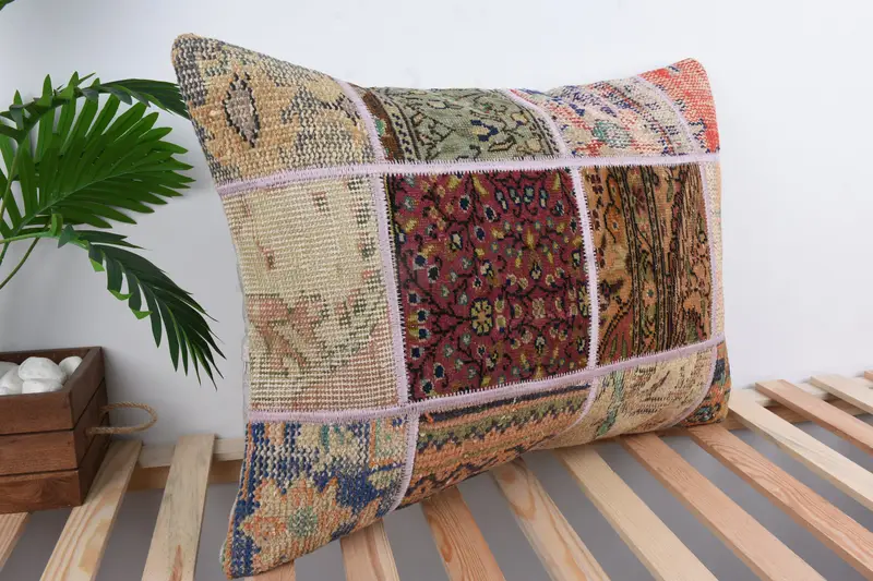 Ethnical Kilim Rug Pillow, Turkish Kilim Pillow, 20x28 Red Pillow Case, Kilim Pillow Cover, Pillow Sham, Nautical Throw Pillow Case - 4