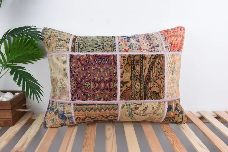 Ethnical Kilim Rug Pillow, Turkish Kilim Pillow, 20x28 Red Pillow Case, Kilim Pillow Cover, Pillow Sham, Nautical Throw Pillow Case - 1