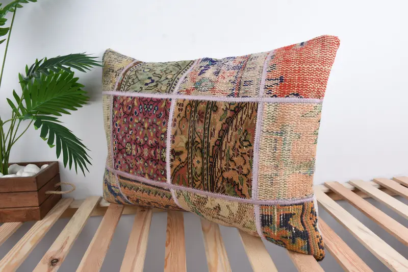 Ethnical Kilim Rug Pillow, Turkish Kilim Pillow, 20x28 Red Pillow Case, Kilim Pillow Cover, Pillow Sham, Nautical Throw Pillow Case - 5