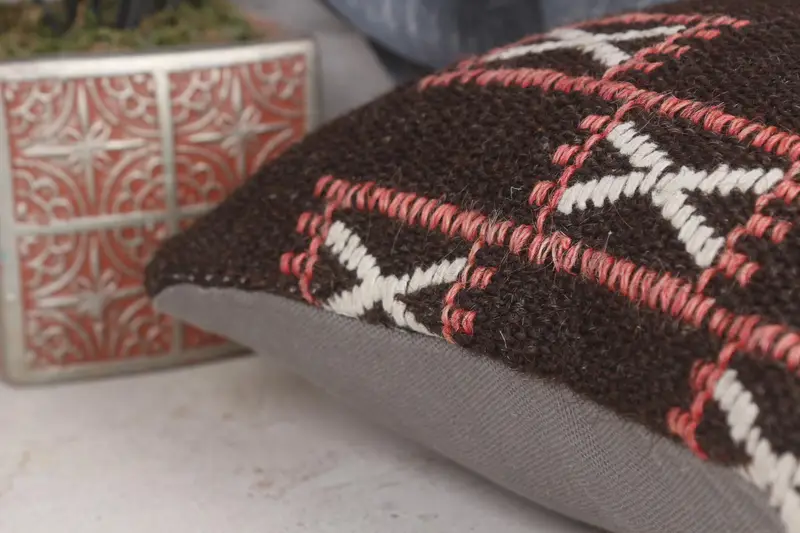 12x12 Brown Pillow Case, Bolster Throw Pillow Case, Kilim Pillow Cover, Vintage Pillow, Pillow Case, Boho Pillow, Bright Pillow Sham - 7