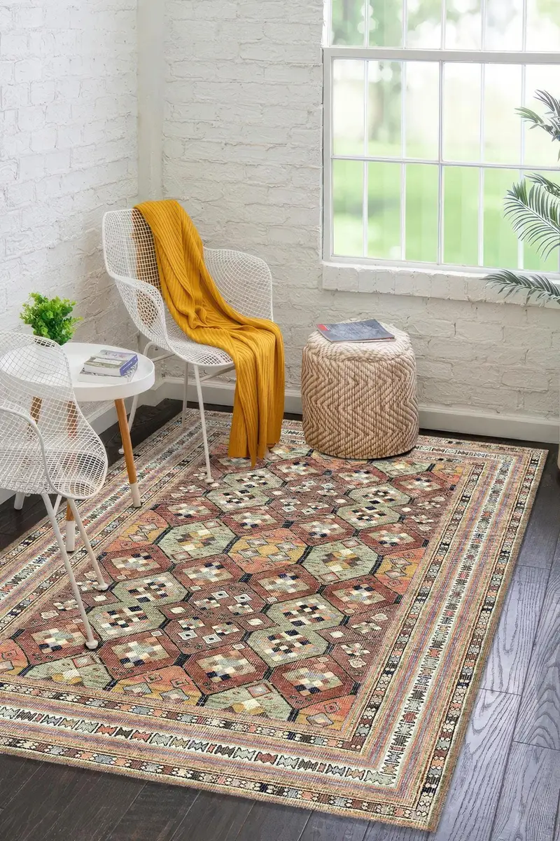 エレガントなプリントラグ：モダンなデザイン、柔らかい生地、ユニークなパターン。