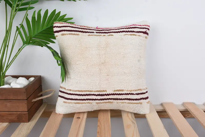 Interior Designer Pillow, Home Decor Pillow, 14x14 White Pillow Sham, Pillow Case, Vintage Kilim Pillow Cushion Cover, Vintage Kilim Throw Pillow - 1
