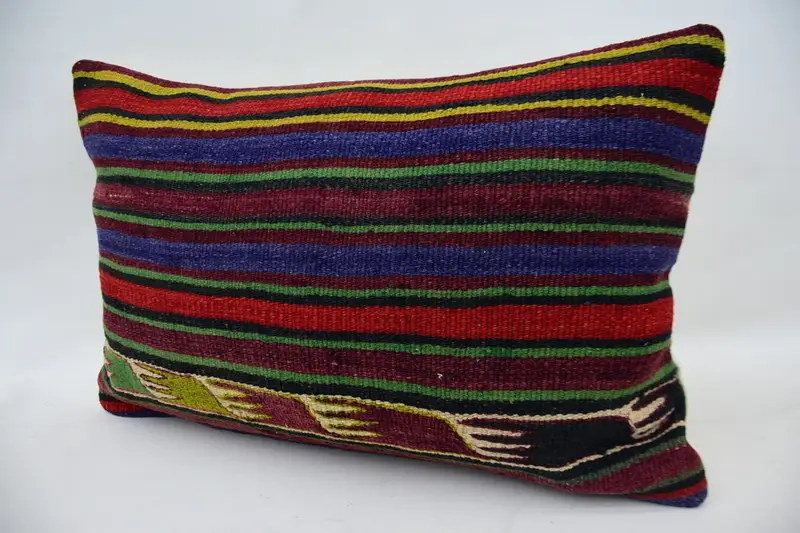 Cushion, Vintage Kilim Throw Pillow, Retro Throw Cushion Cover, Turkish Kilim Pillow, 16x24 Blue Cushion Case, Throw Kilim Pillow - 3