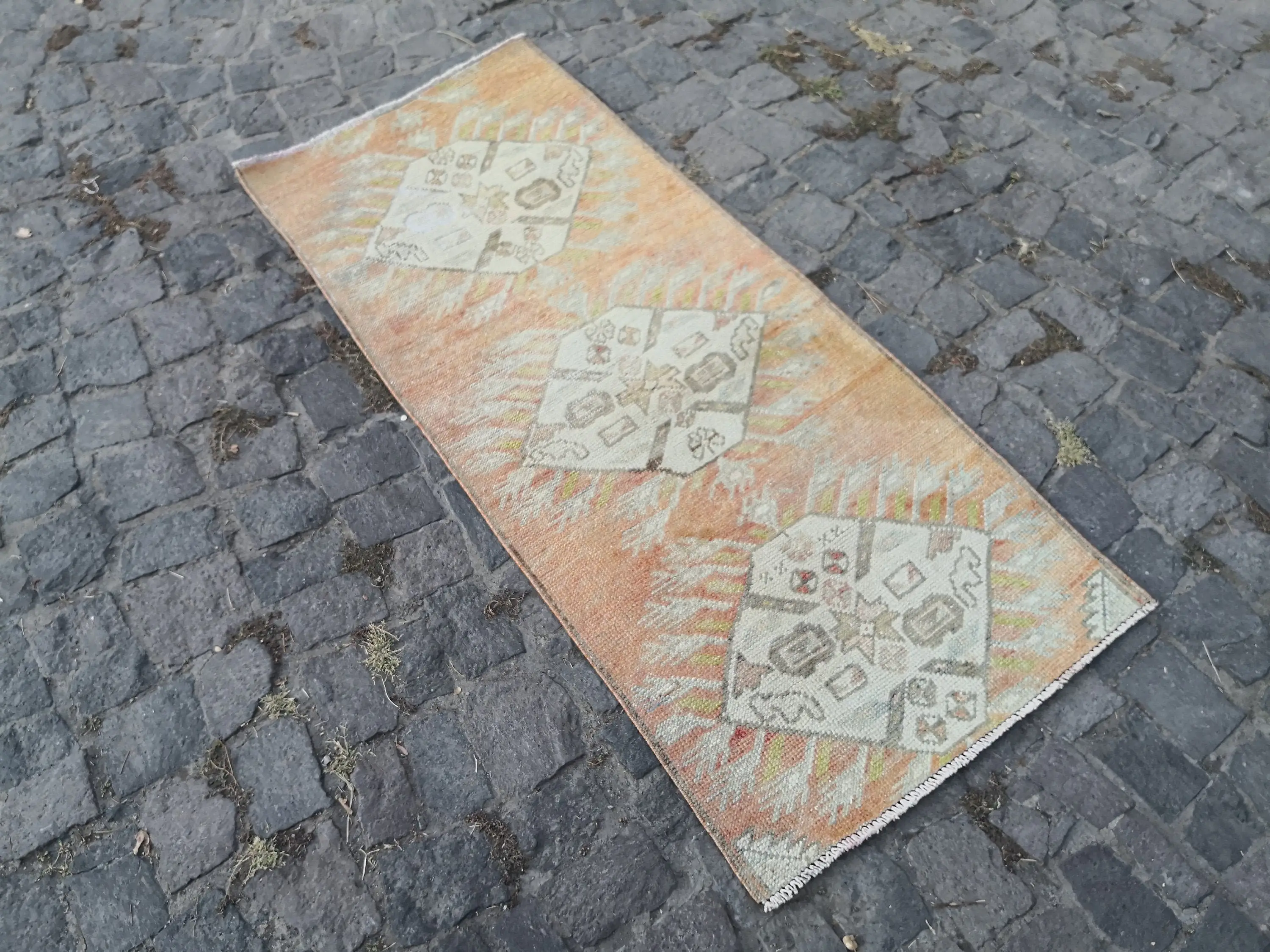 2,1x4,9 ft türkischer Teppich, kleiner Vintage Teppich, oranger Orientteppich - 1