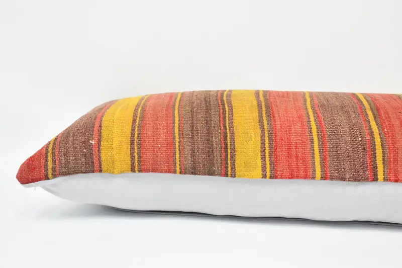 Authentic Pillow, Pillow Case, Turkish Bench Pillow Sham, Ethnical Kilim Rug Pillow, 16x48 Red Pillow, Interior Designer Pillow, Kilim Pillow Cover - 5