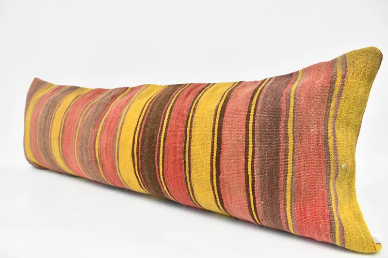 Authentic Pillow, Pillow Case, Turkish Bench Pillow Sham, Ethnical Kilim Rug Pillow, 16x48 Red Pillow, Interior Designer Pillow, Kilim Pillow Cover - 4