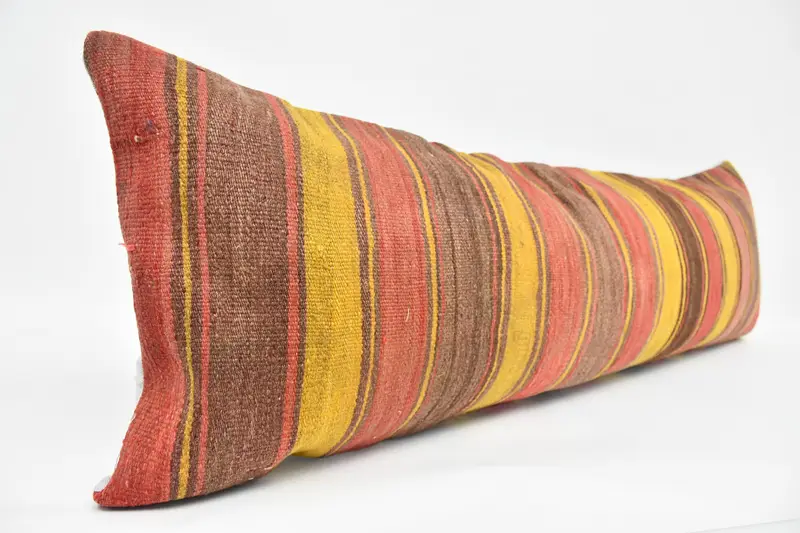 Authentic Pillow, Pillow Case, Turkish Bench Pillow Sham, Ethnical Kilim Rug Pillow, 16x48 Red Pillow, Interior Designer Pillow, Kilim Pillow Cover - 3