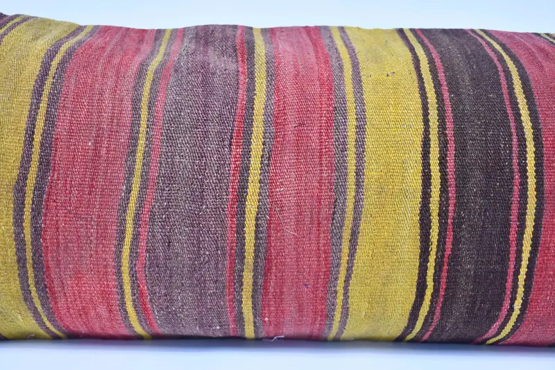 Authentic Pillow, Pillow Case, Turkish Bench Pillow Sham, Ethnical Kilim Rug Pillow, 16x48 Red Pillow, Interior Designer Pillow, Kilim Pillow Cover - 2