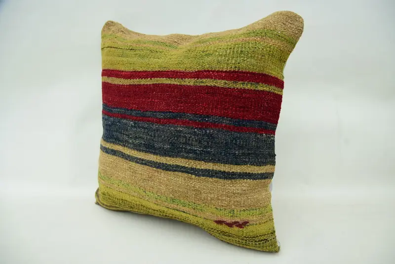 Bright Pillow Case, Turkish Kilim Pillow, Seat Pillow Cover, Throw Kilim Pillow, Pillow, Boho Pillow Sham Cover, 18x18 Red Pillow - 3