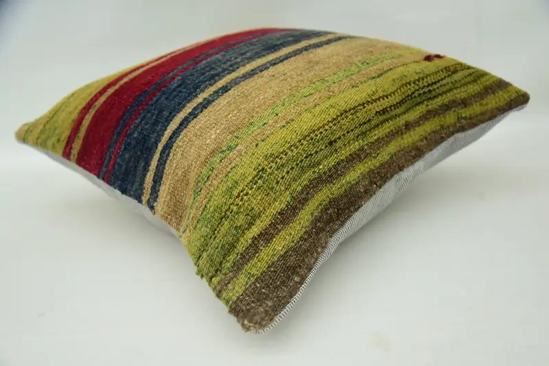 Bright Pillow Case, Turkish Kilim Pillow, Seat Pillow Cover, Throw Kilim Pillow, Pillow, Boho Pillow Sham Cover, 18x18 Red Pillow - 6