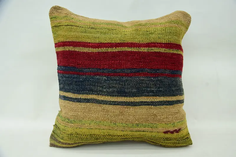 Bright Pillow Case, Turkish Kilim Pillow, Seat Pillow Cover, Throw Kilim Pillow, Pillow, Boho Pillow Sham Cover, 18x18 Red Pillow - 1