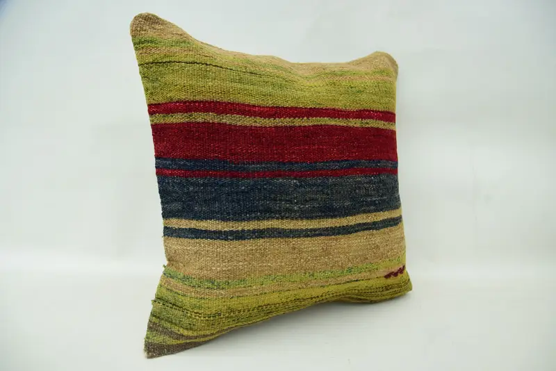 Bright Pillow Case, Turkish Kilim Pillow, Seat Pillow Cover, Throw Kilim Pillow, Pillow, Boho Pillow Sham Cover, 18x18 Red Pillow - 2