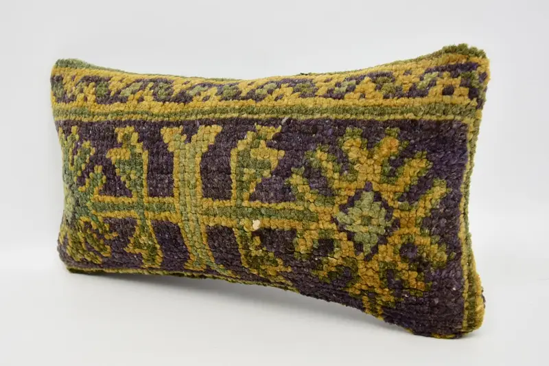 Pillow Cover, Meditation Cushion Case, 8x16 Blue Pillow Sham, Vintage Kilim Pillow, Boho Pillow, Vintage Pillow, Tribal Pillow Case, Muted Pillow - 4