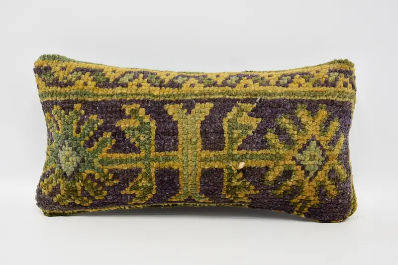 Pillow Cover, Meditation Cushion Case, 8x16 Blue Pillow Sham, Vintage Kilim Pillow, Boho Pillow, Vintage Pillow, Tribal Pillow Case, Muted Pillow - 1