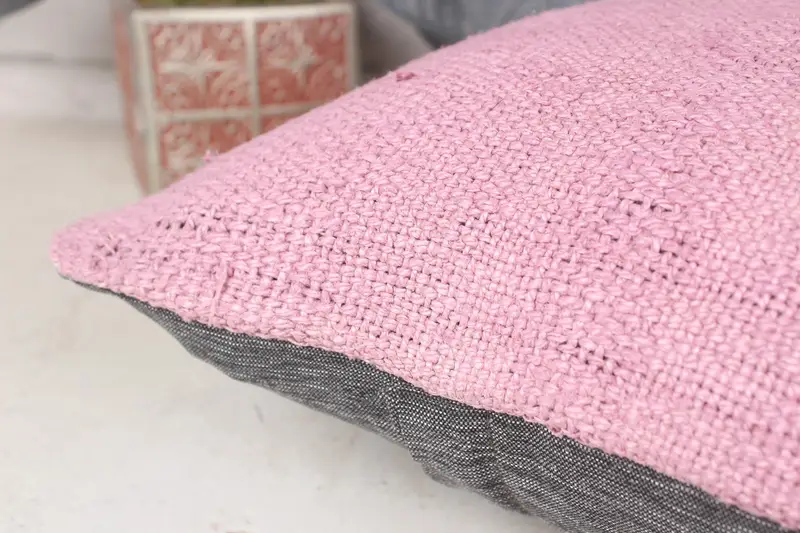 Vintage Kilim Throw Pillow, Cushion Case, Bright Cushion Cover, Handwoven Pillow Cover, 14x14 Pink Cushion Case, Antique Pillows, Kilim Pillow Cover - 7