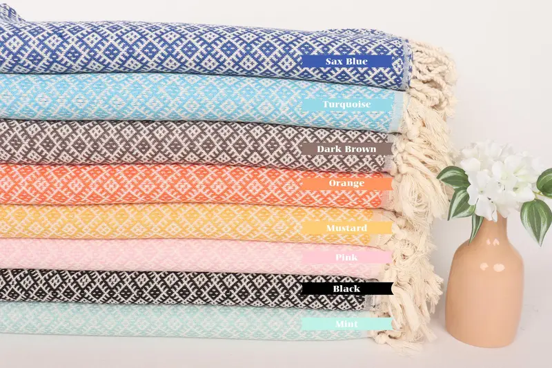 70x40 Cotton Diamond Towel, Christmas Favors, Beach Towel Gift, Organic Turkish towel, Custom monogram Turkish beach towel USA, Quick-dry towel - 2