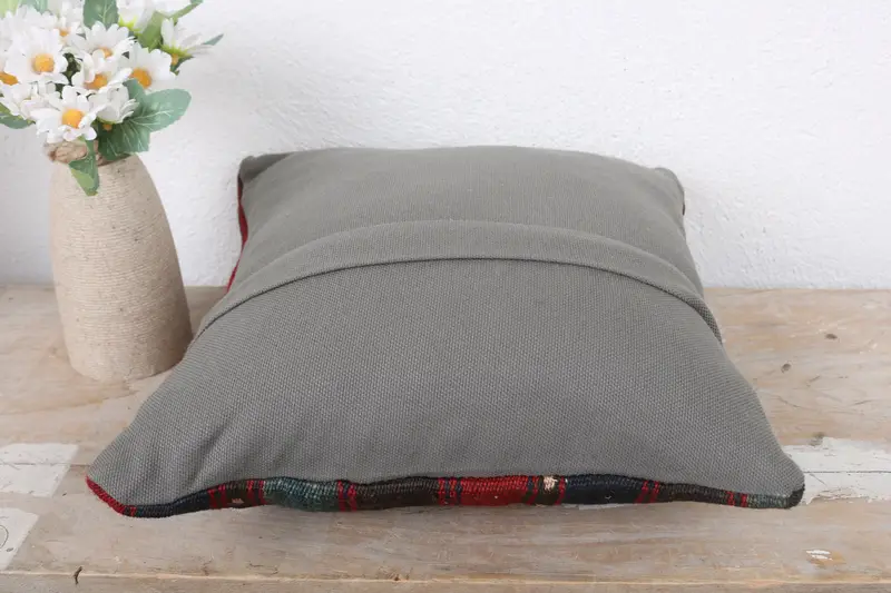 Sustainable Pillow Case, Interior Designer Pillow, 12x12 Red Pillow Case, Throw Kilim Pillow, Cushion, Bolster Pillow Sham, Boho Pillow Sham Cover - 7