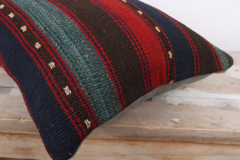 Sustainable Pillow Case, Interior Designer Pillow, 12x12 Red Pillow Case, Throw Kilim Pillow, Cushion, Bolster Pillow Sham, Boho Pillow Sham Cover - 6